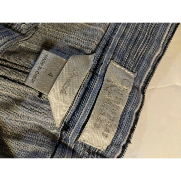 CJ Banks Denim Skirt Sz 8 Blue White Striped Jean Pinstriped Christopher Modest - Picture 4 of 6